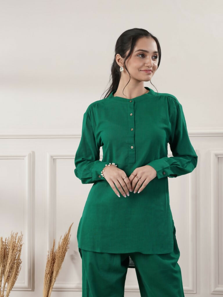 Joban Fashion Women's Emerald Green Co-Ord Set - Swadesiicart