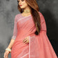 Shree Shyam Fashion Elegant Peach Woven Linen Saree with Contrast Zari Border & Tassels - Soft & Breathable Party Wear