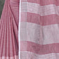 Shree Shyam Fashion Elegant Mauve Woven Linen Saree with Contrast Zari Border & Tassels - Soft & Breathable Party Wear