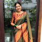 Vamika Weaving Banarasi Jacquard Green Kanjivaram Saree | Swadesiicart