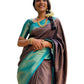 Vamika Weaving Banarasi Jacquard Purple Kanjivaram Saree | Swadesiicart