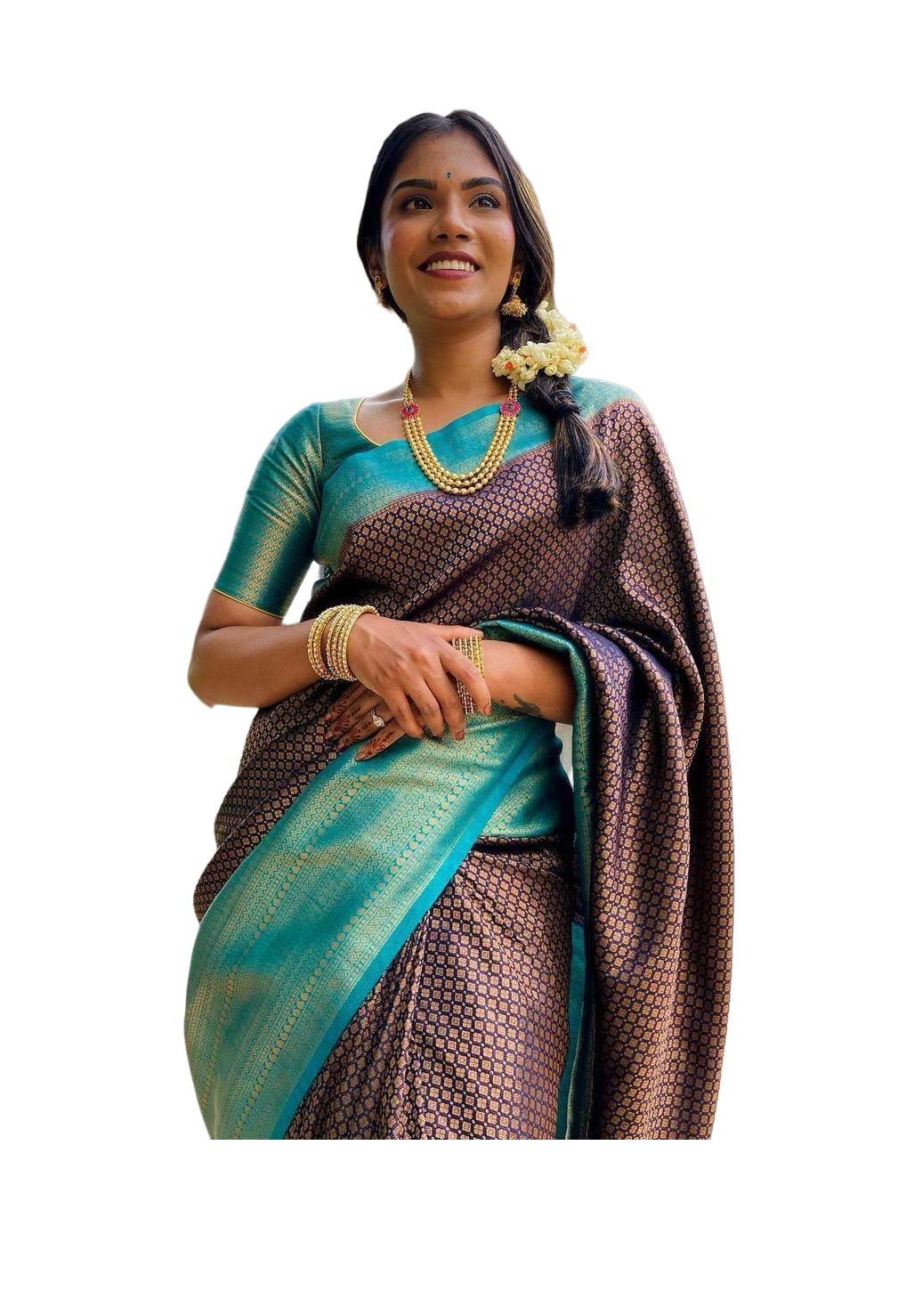 Vamika Weaving Banarasi Jacquard Purple Kanjivaram Saree | Swadesiicart