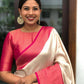 Vamika Weaving Banarasi Jacquard white Kanjivaram Saree | Swadesiicart
