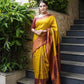 Vamika Weaving Banarasi Jacquard yellow Kanjivaram Saree | Swadesiicart