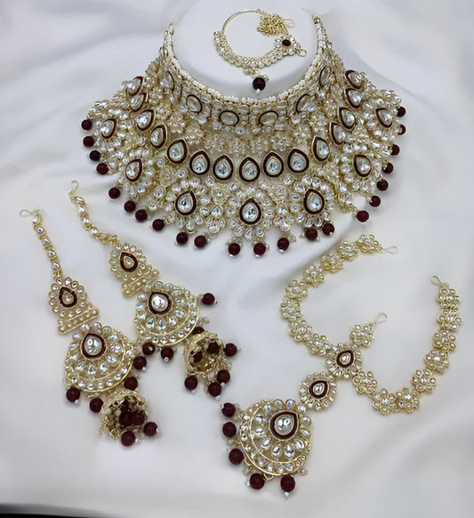 Jewel City Traditional Kundan Bridal Jewelry for Women Handcrafted Necklace with Earrings, Maang Tikka, Indian Wedding Jewellery Set | Swadesiicart