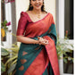 Vamika Weaving Banarasi Jacquard Green Kanjivaram Saree | Swadesiicart