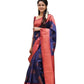Vamika Weaving Banarasi Jacquard navy Kanjivaram Saree | Swadesiicart