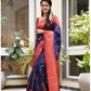 Vamika Weaving Banarasi Jacquard navy Kanjivaram Saree | Swadesiicart