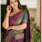 Vamika Weaving Banarasi Jacquard Purple Kanjivaram Saree | Swadesiicart