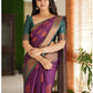 Vamika Weaving Banarasi Jacquard Purple Kanjivaram Saree | Swadesiicart