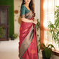 Vamika Weaving Banarasi Jacquard red Kanjivaram Saree | Swadesiicart