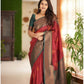 Vamika Weaving Banarasi Jacquard red Kanjivaram Saree | Swadesiicart