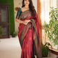 Vamika Weaving Banarasi Jacquard red Kanjivaram Saree | Swadesiicart
