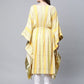 Ahalyaa Women Yellow Rayon Printed Flared Sleeve Kaftan Kurta | Swadesiicart