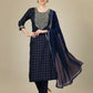Jyoti Fashion Women's Navy Blue Silk Blend Embroidery & Sequence work Kurta with Trouser & Dupatta | Swadesiicart