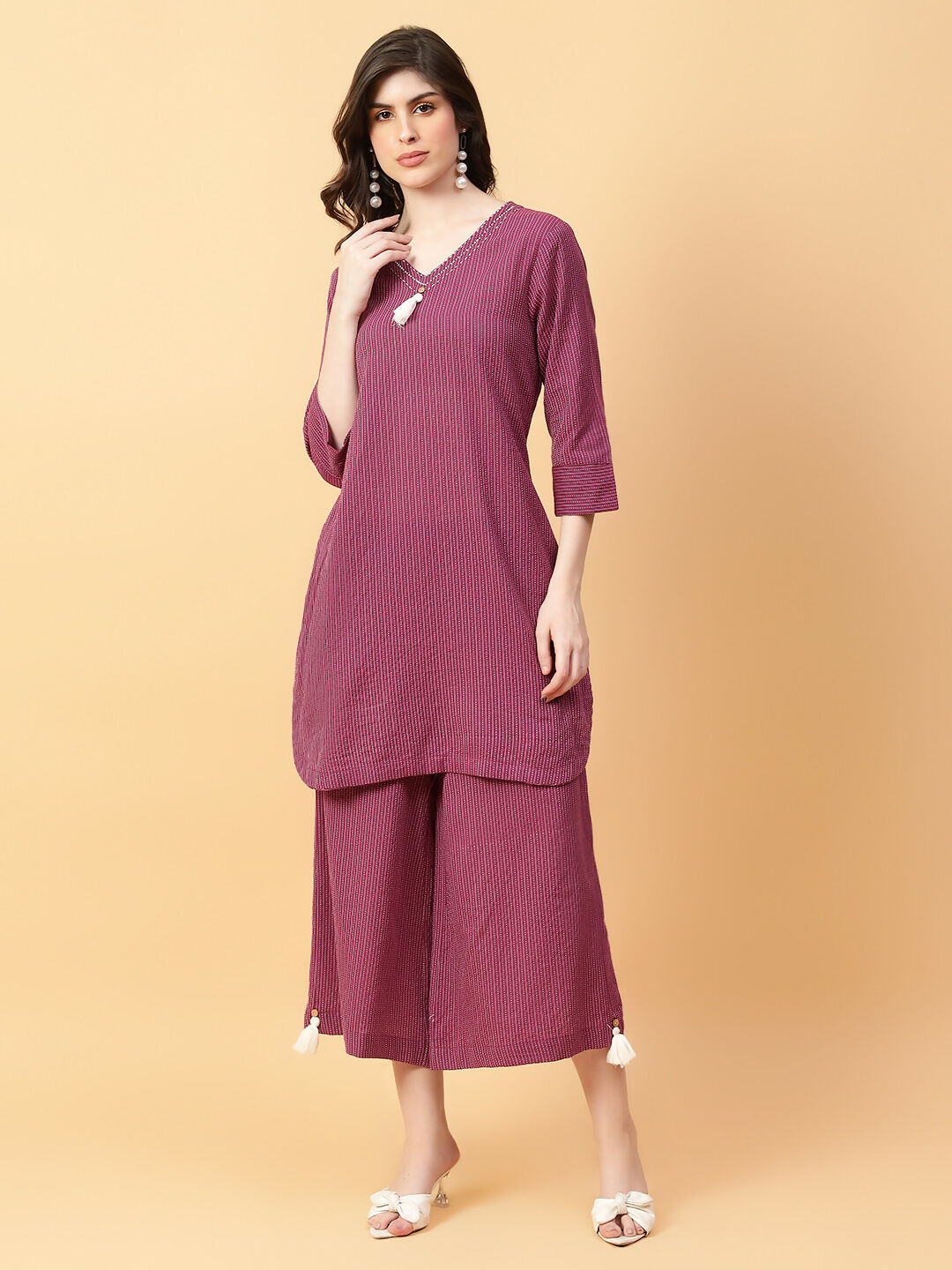 Joban Fashion Purple Cotton Khatha & Hand Work Co-ord Set - Swadesiicart