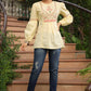 Juniper Women's Lemon Cotton Dobby Solid Embroidered Straight Tunic | Swadesiicart