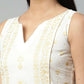 Ahalyaa Womens Off White Pure Cotton Printed Kurta Pant Set | Swadesiicart