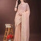 Shree Shyam Fashion Elegant Peach Organza Saree with Zari Border | Lightweight Transparent Saree with Blouse Piece for Festive & Daily Wear