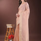 Shree Shyam Fashion Elegant Peach Organza Saree with Zari Border | Lightweight Transparent Saree with Blouse Piece for Festive & Daily Wear