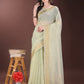 Shree Shyam Fashion Elegant Light Green Organza Saree with Zari Border | Lightweight Transparent Saree with Blouse Piece for Festive & Daily Wear