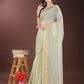 Shree Shyam Fashion Elegant Light Green Organza Saree with Zari Border | Lightweight Transparent Saree with Blouse Piece for Festive & Daily Wear