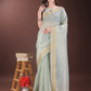 Shree Shyam Fashion Elegant Sky Blue Organza Saree with Zari Border | Lightweight Transparent Saree with Blouse Piece for Festive & Daily Wear