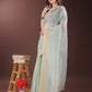 Shree Shyam Fashion Elegant Sky Blue Organza Saree with Zari Border | Lightweight Transparent Saree with Blouse Piece for Festive & Daily Wear
