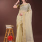 Shree Shyam Fashion Elegant Light Yellow Organza Saree with Zari Border | Lightweight Transparent Saree with Blouse Piece for Festive & Daily Wear