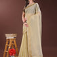 Shree Shyam Fashion Elegant Light Yellow Organza Saree with Zari Border | Lightweight Transparent Saree with Blouse Piece for Festive & Daily Wear