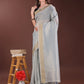 Shree Shyam Fashion Elegant Grey Organza Saree with Zari Border | Lightweight Transparent Saree with Blouse Piece for Festive & Daily Wear