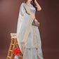Shree Shyam Fashion Elegant Grey Organza Saree with Zari Border | Lightweight Transparent Saree with Blouse Piece for Festive & Daily Wear
