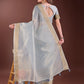 Shree Shyam Fashion Elegant Grey Organza Saree with Zari Border | Lightweight Transparent Saree with Blouse Piece for Festive & Daily Wear