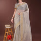 Shree Shyam Fashion Elegant Brown Organza Saree with Zari Border | Lightweight Transparent Saree with Blouse Piece for Festive & Daily Wear