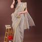 Shree Shyam Fashion Elegant Brown Organza Saree with Zari Border | Lightweight Transparent Saree with Blouse Piece for Festive & Daily Wear