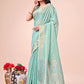 Shree Shyam Fashion Teal Organza Saree - Ethereal Sophistication in Every Fold