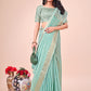 Shree Shyam Fashion Teal Organza Saree - Ethereal Sophistication in Every Fold