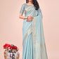 Shree Shyam Fashion Light Blue Organza Saree - Ethereal Sophistication in Every Fold