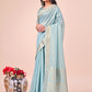 Shree Shyam Fashion Light Blue Organza Saree - Ethereal Sophistication in Every Fold