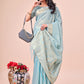 Shree Shyam Fashion Light Blue Organza Saree - Ethereal Sophistication in Every Fold