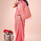 Shree Shyam Fashion Light Peach Organza Saree - Ethereal Sophistication in Every Fold