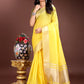 Shree Shyam Fashion Yellow Cotton Woven Zari Work Traditional Tassel Saree