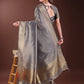 Shree Shyam Fashion Graceful Grey Organza Saree with Rich Golden Zari Border | Elegant Party Wear Saree with Blouse Piece