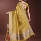 Shree Shyam Fashion Graceful Mustard Organza Saree with Rich Golden Zari Border | Elegant Party Wear Saree with Blouse Piece