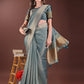 Shree Shyam Fashion Graceful Sea Green Organza Saree with Rich Golden Zari Border | Elegant Party Wear Saree with Blouse Piece