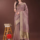 Shree Shyam Fashion Graceful Magenta Organza Saree with Rich Golden Zari Border | Elegant Party Wear Saree with Blouse Piece