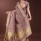Shree Shyam Fashion Graceful Magenta Organza Saree with Rich Golden Zari Border | Elegant Party Wear Saree with Blouse Piece