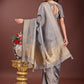 Shree Shyam Fashion Grey Organza Saree with Golden Zari Border | Elegant Soft Lightweight Party Wear Saree with Blouse