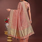 Shree Shyam Fashion Peach Organza Saree with Golden Zari Border | Elegant Soft Lightweight Party Wear Saree with Blouse