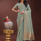 Shree Shyam Fashion Light Green Organza Saree with Golden Zari Border | Elegant Soft Lightweight Party Wear Saree with Blouse